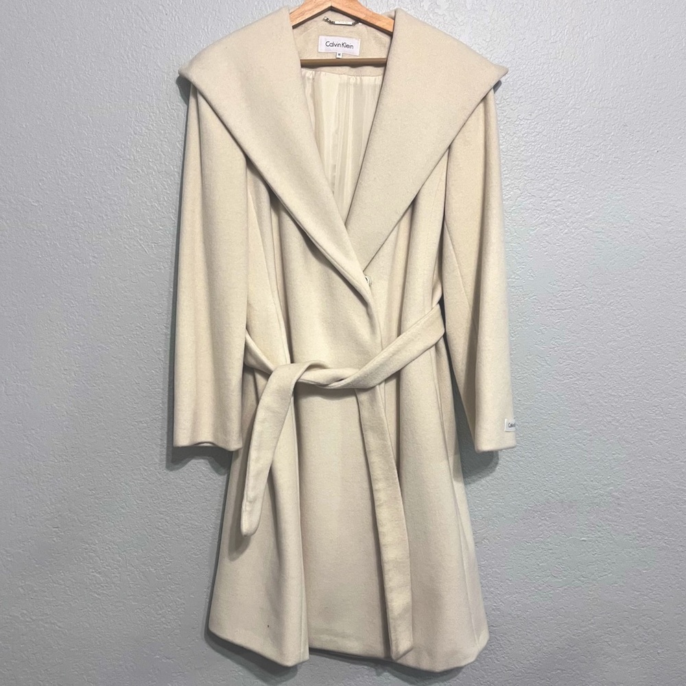 NWT Ivory Calvin Klein Wool Coat - size 14